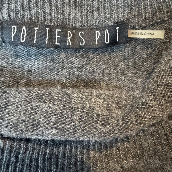 Potters Pot Mini Sweater Dress Grey Beaded Angora Blend Long Sleeve Size S - Picture 4 of 11